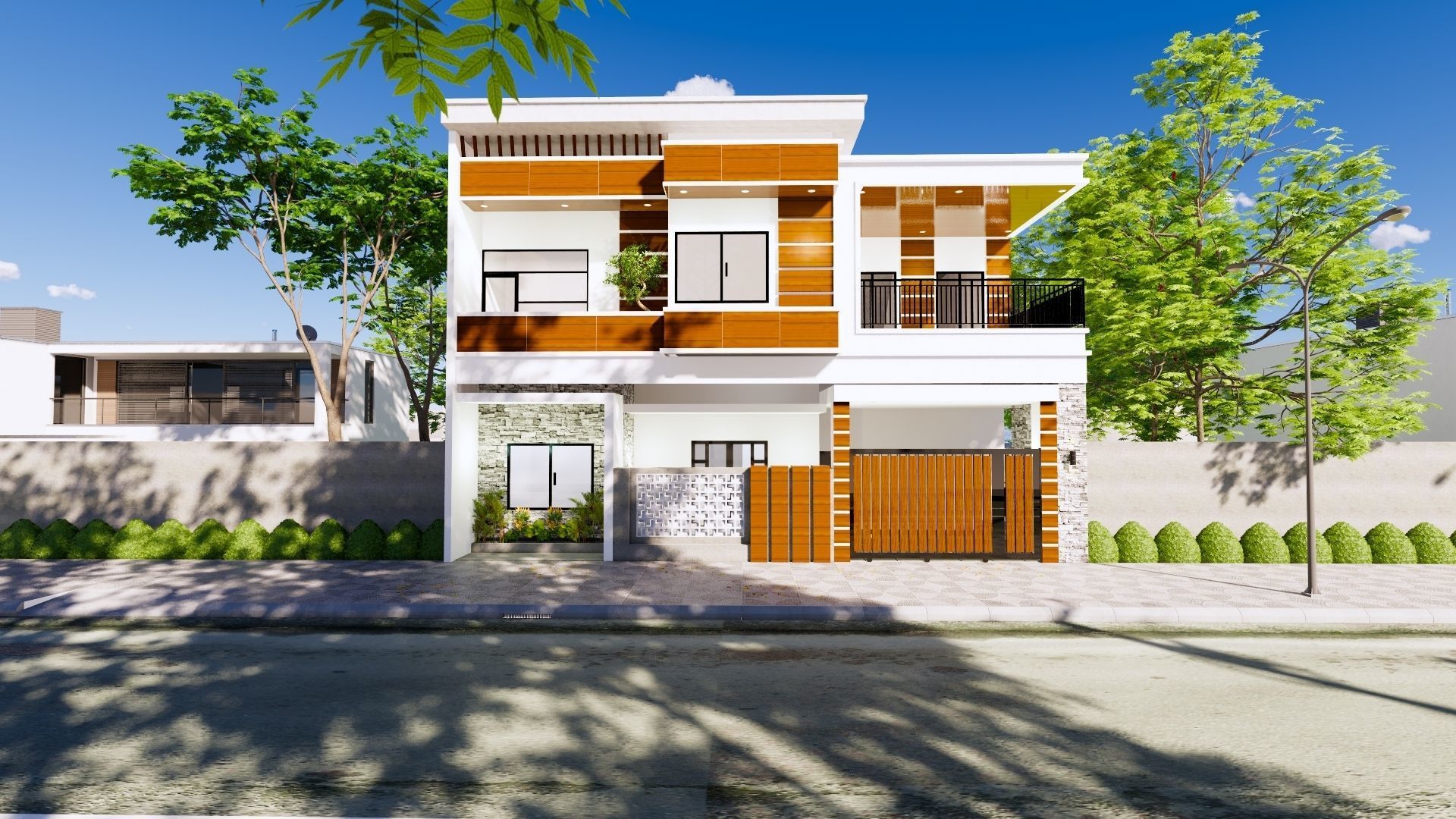 2 Floor House Design Modern Style 3D model_1