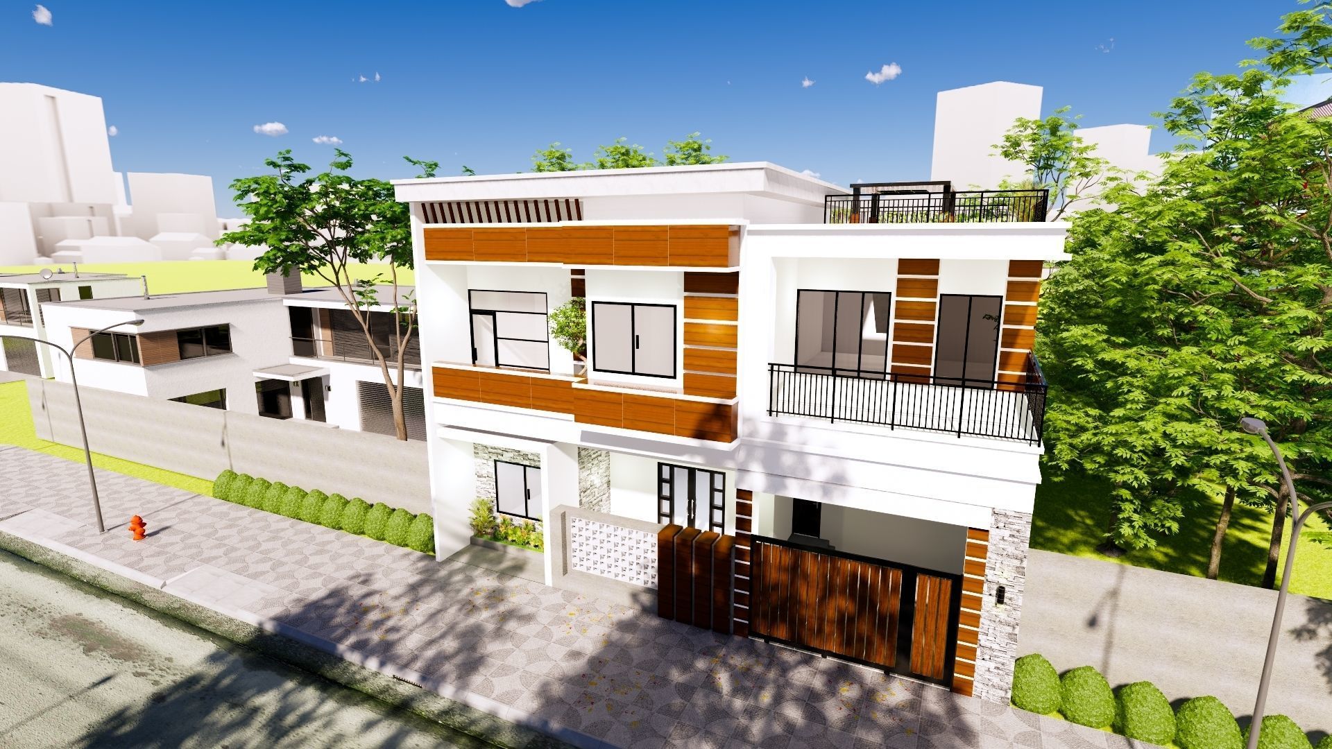 2 Floor House Design Modern Style 3D model_4