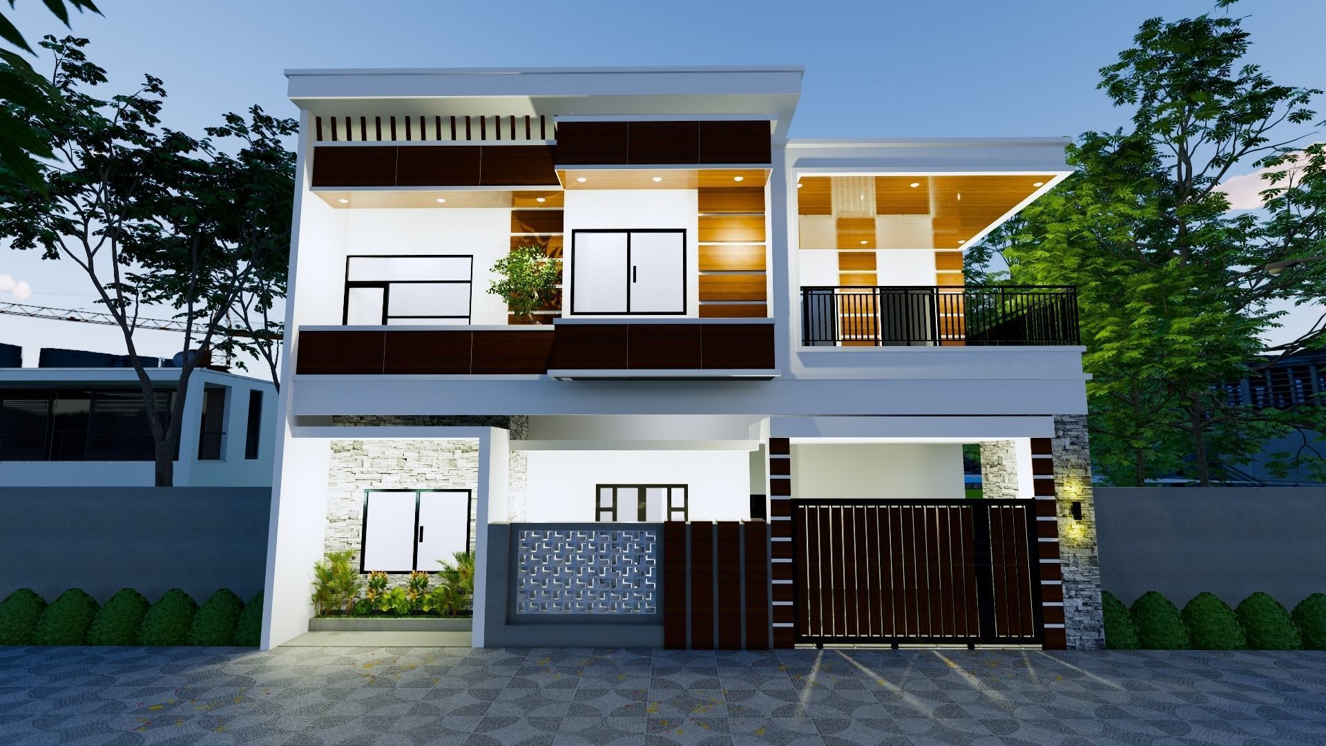 2 Floor House Design Modern Style 3D model_18