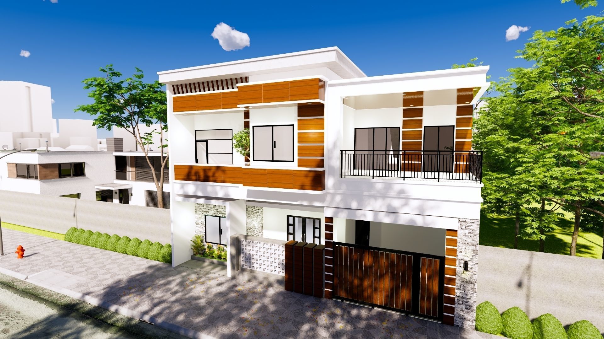 2 Floor House Design Modern Style 3D model_13