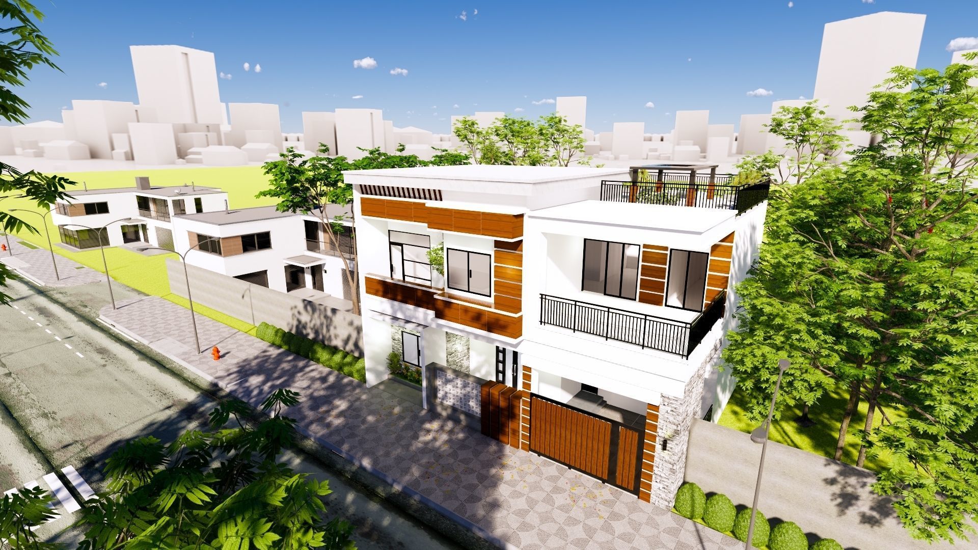 2 Floor House Design Modern Style 3D model_2