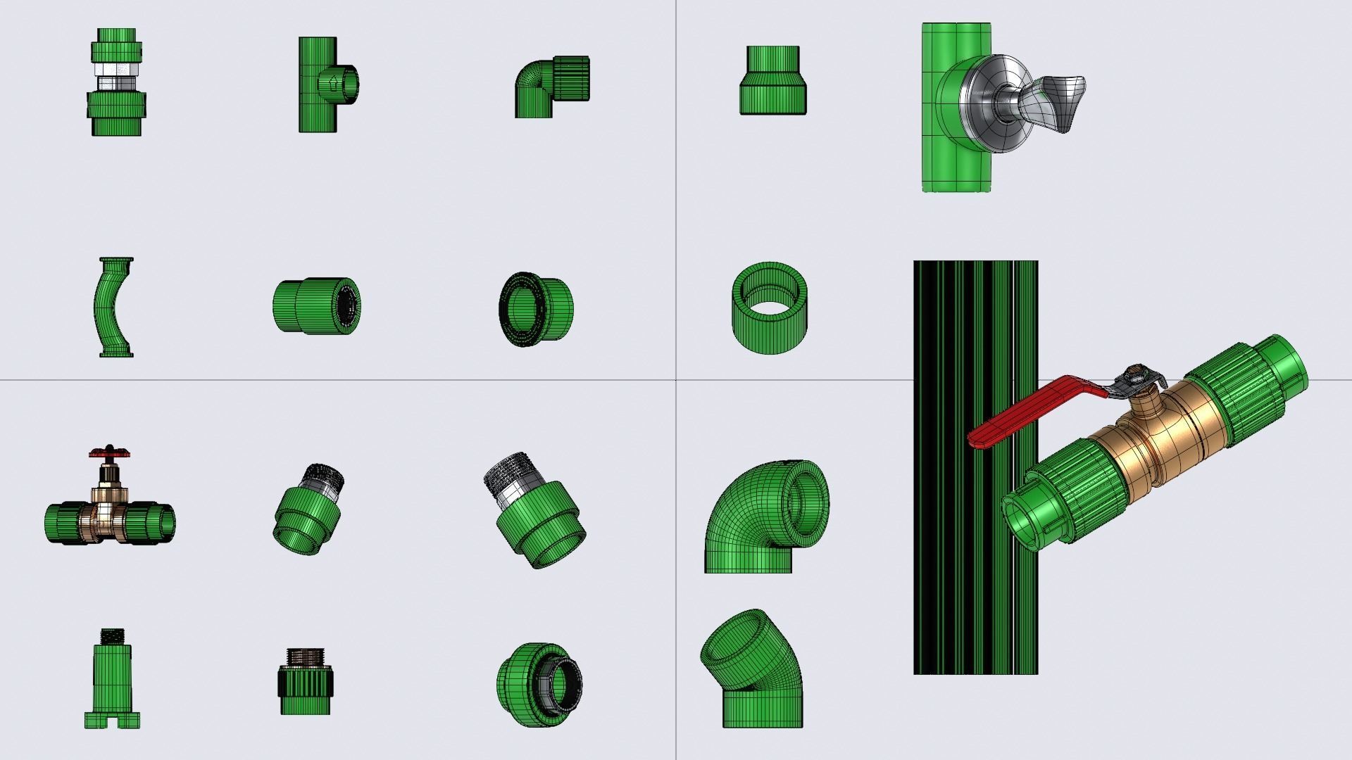 Pipe joints  3D model_2
