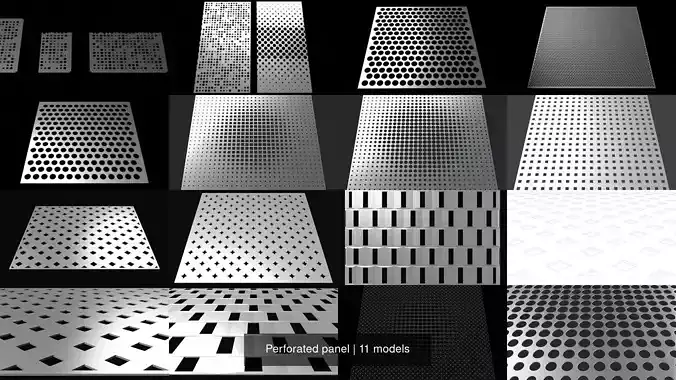 Perforated panel 3D Model Collection