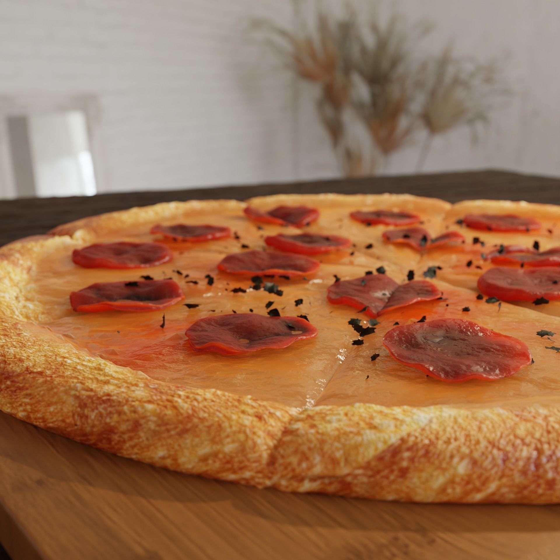 Realistic Pizza Low-poly 3D model_2