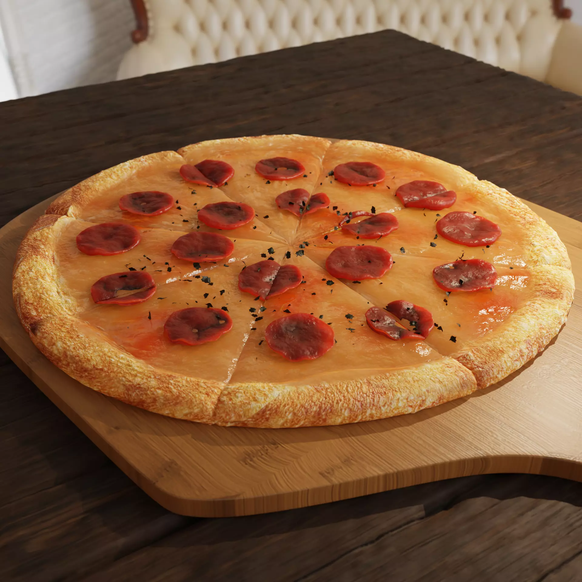 Realistic Pizza Low-poly 3D model_0