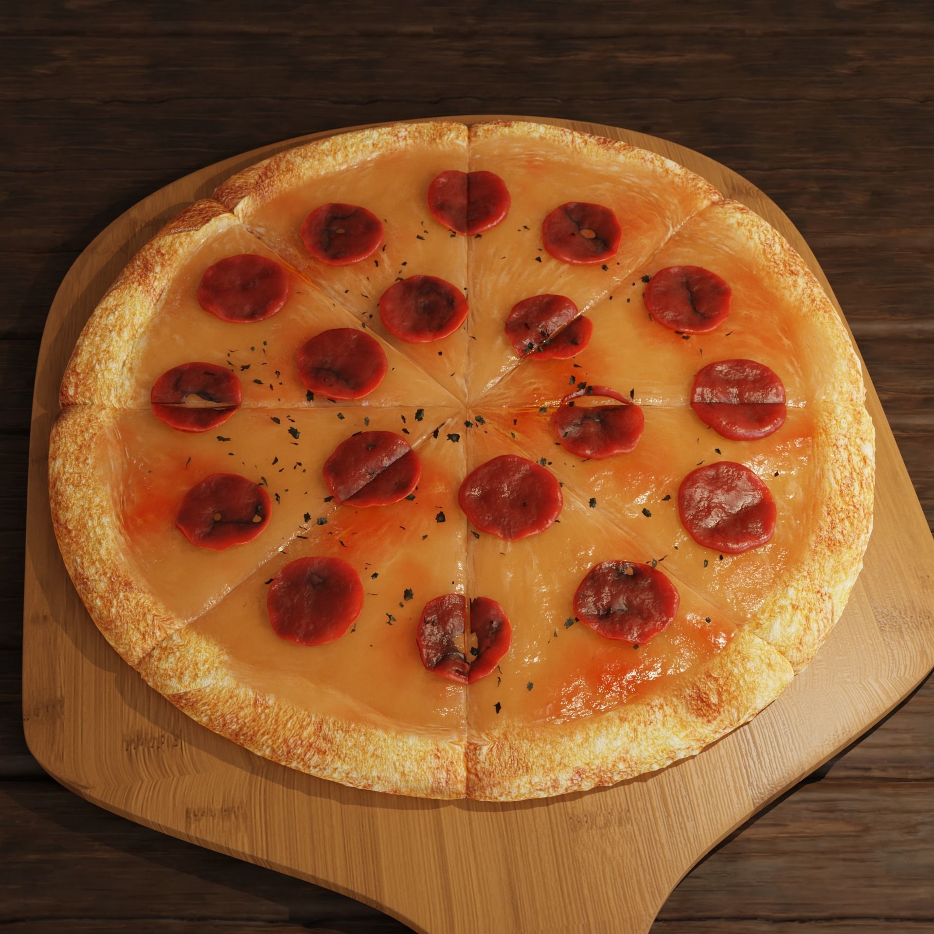 Realistic Pizza Low-poly 3D model_1