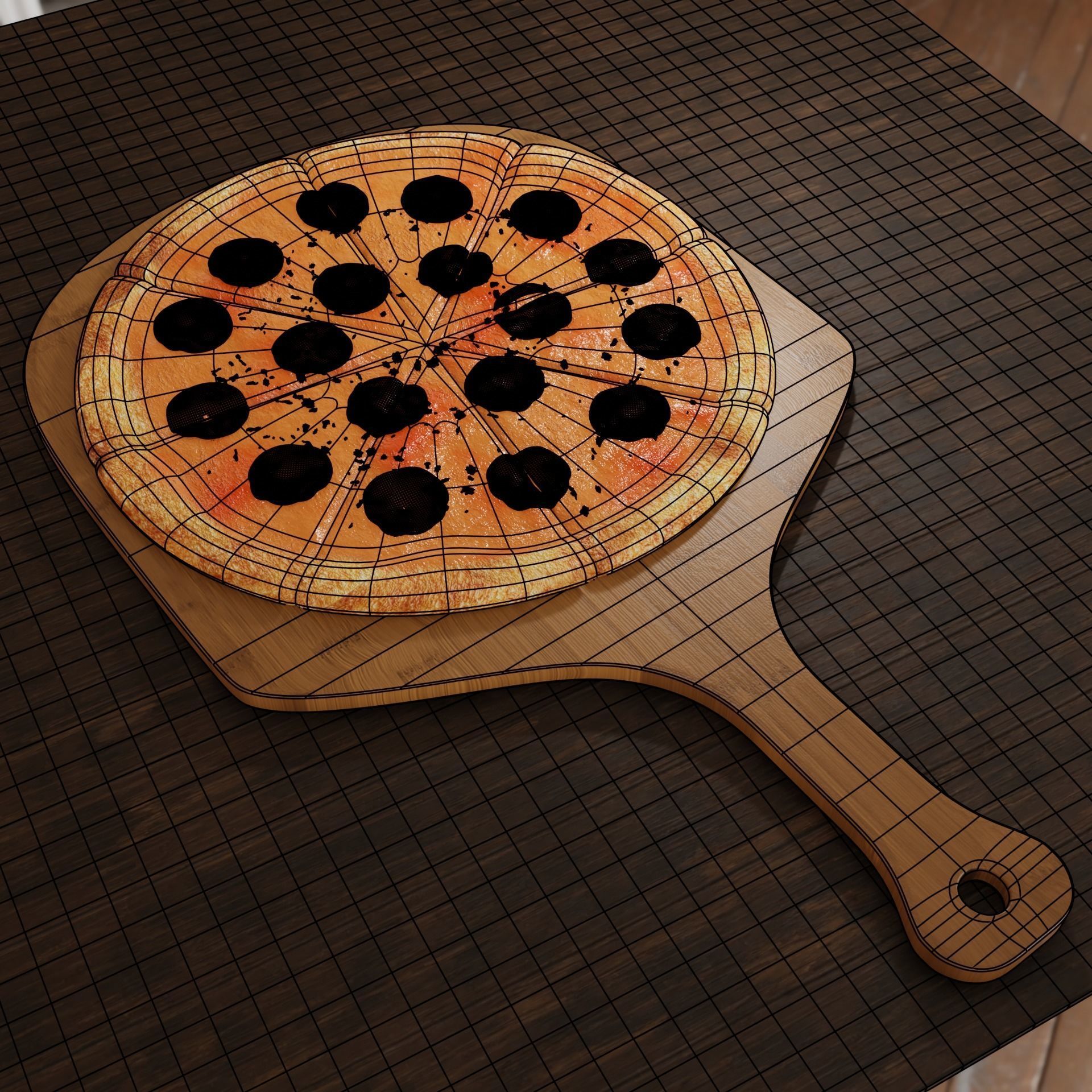 Realistic Pizza Low-poly 3D model_5