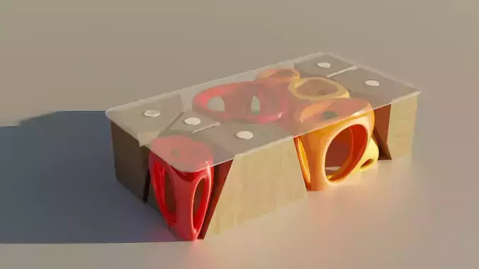 SciFi Cells Coffee Table Low-poly 3D model