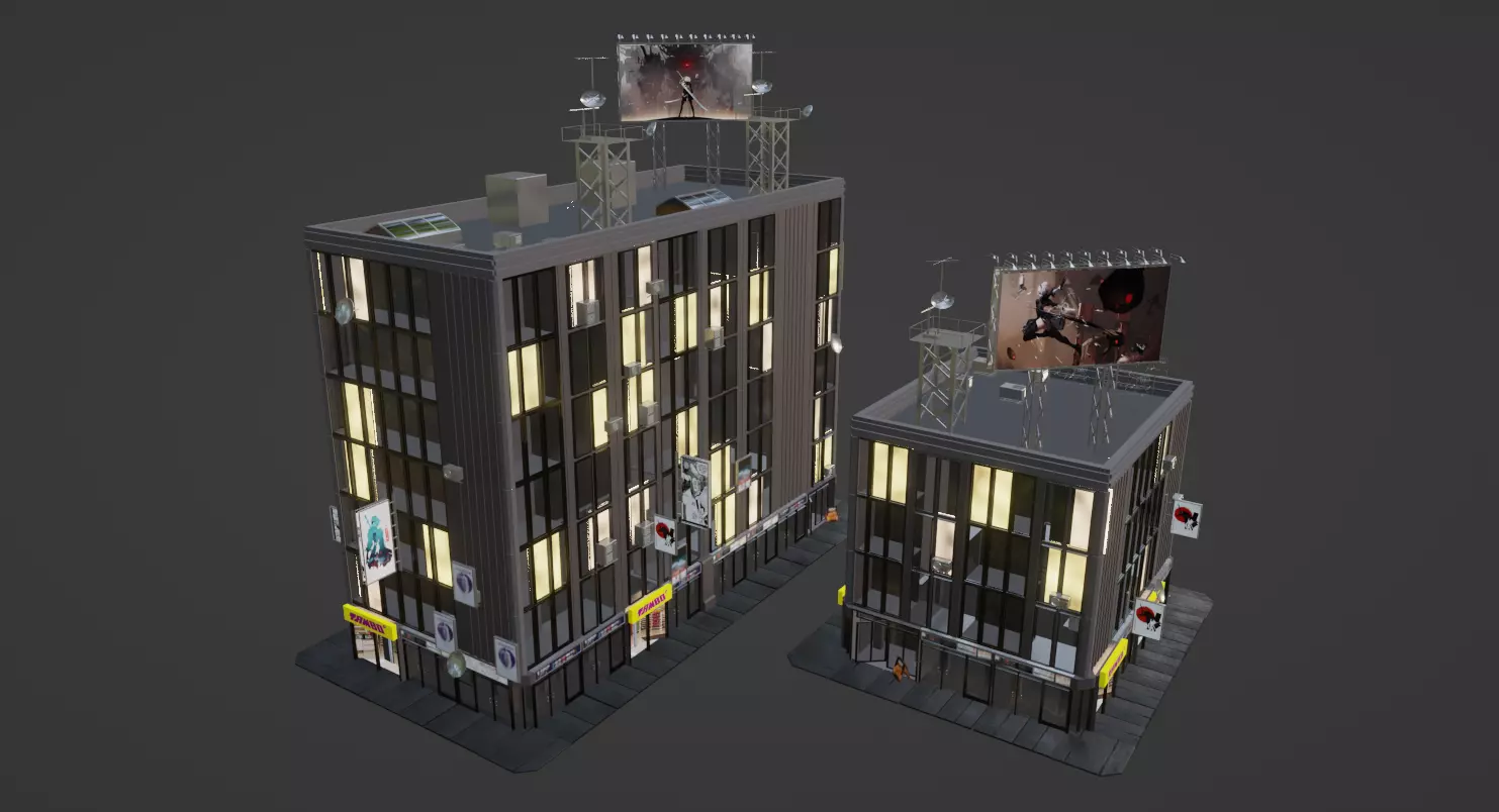 Buildings Free low-poly 3D model