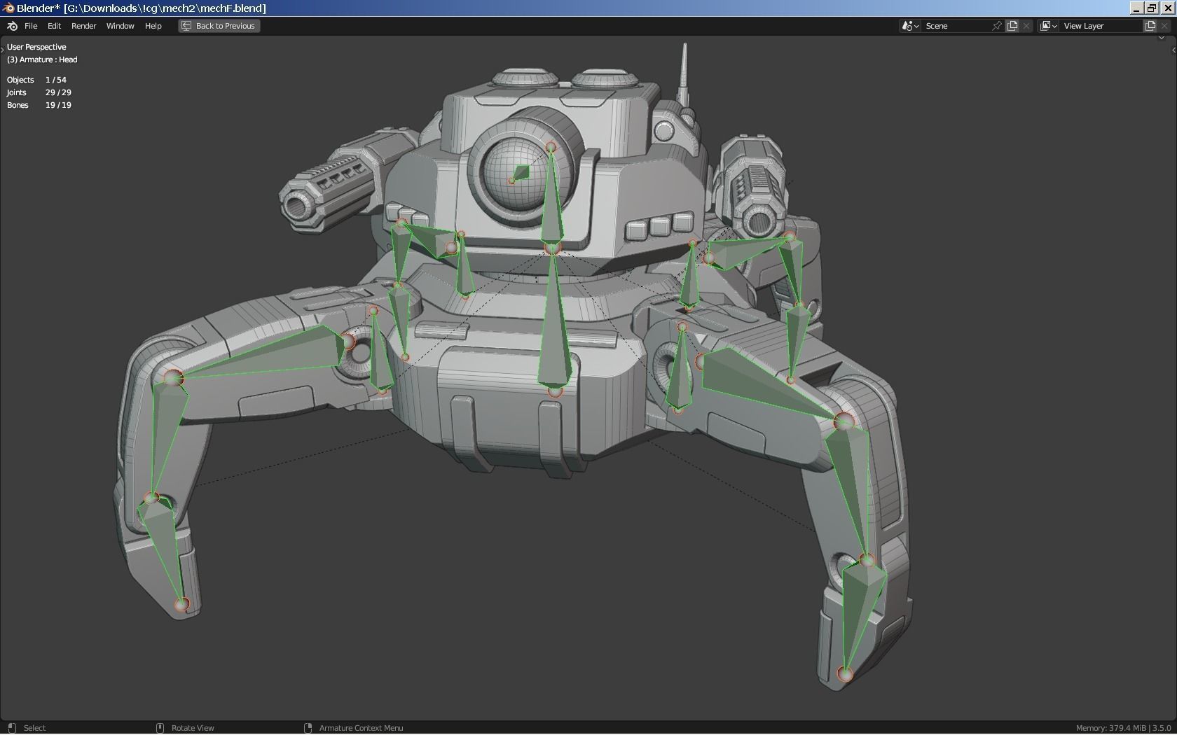 Sci-Fi Mech - Rigged 3D model_9