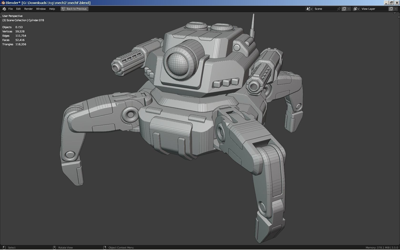 Sci-Fi Mech - Rigged 3D model_8