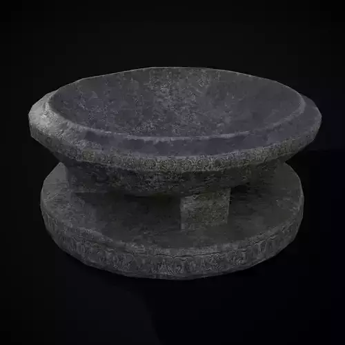 Medieval Stone Bird Bath Low-poly 3D model