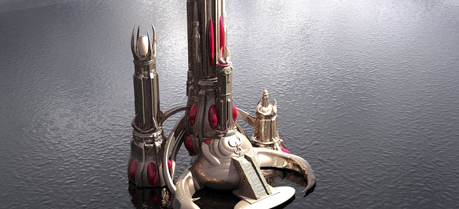 Motu Castle Brightmoon inspired City  3D model_2