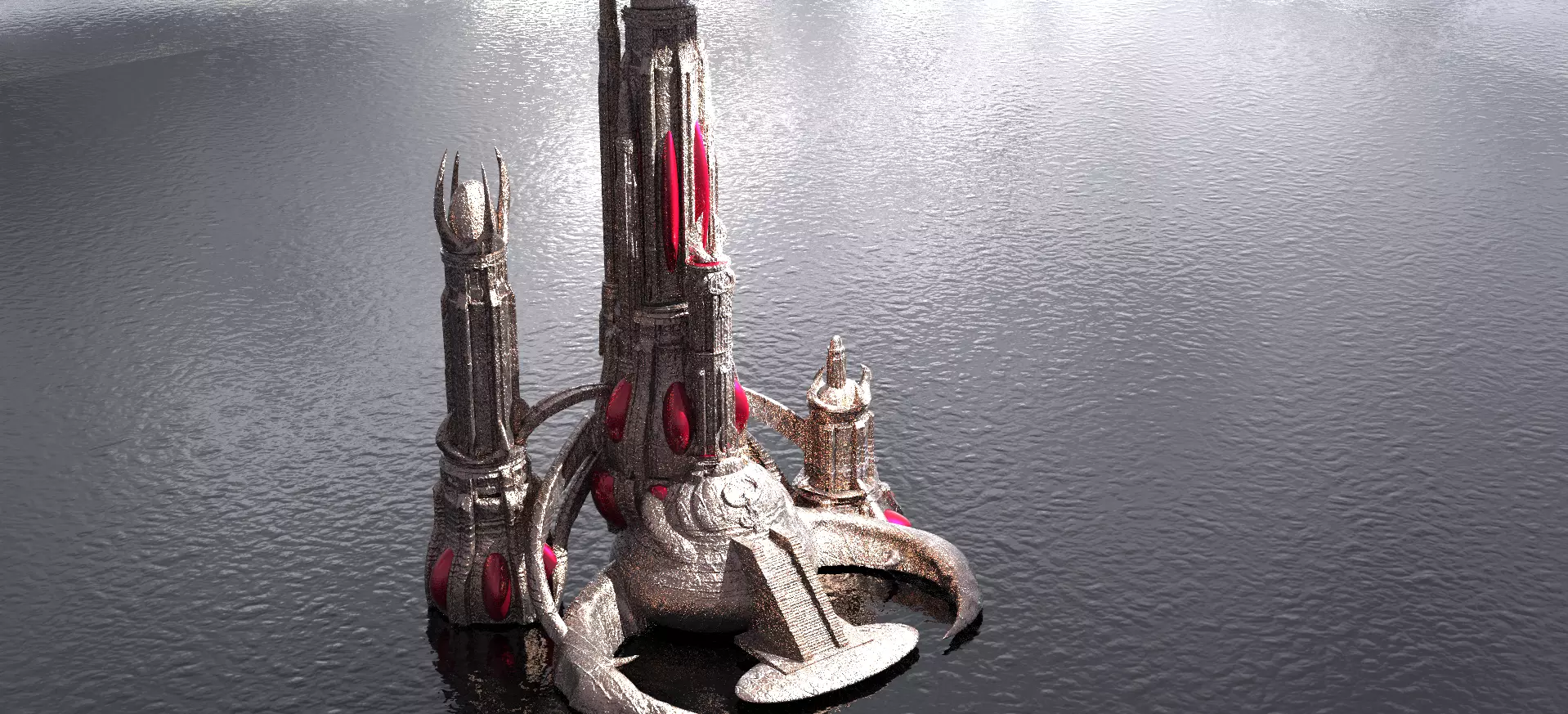 Motu Castle Brightmoon inspired City  3D model_0