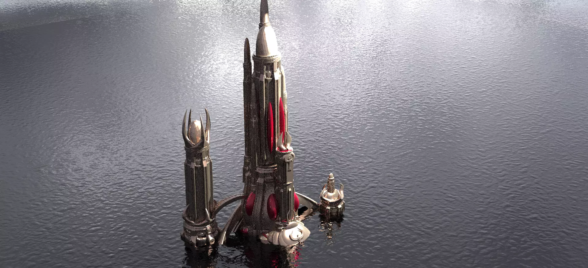 Motu Castle Brightmoon inspired City Tower Fortress  3D model_0