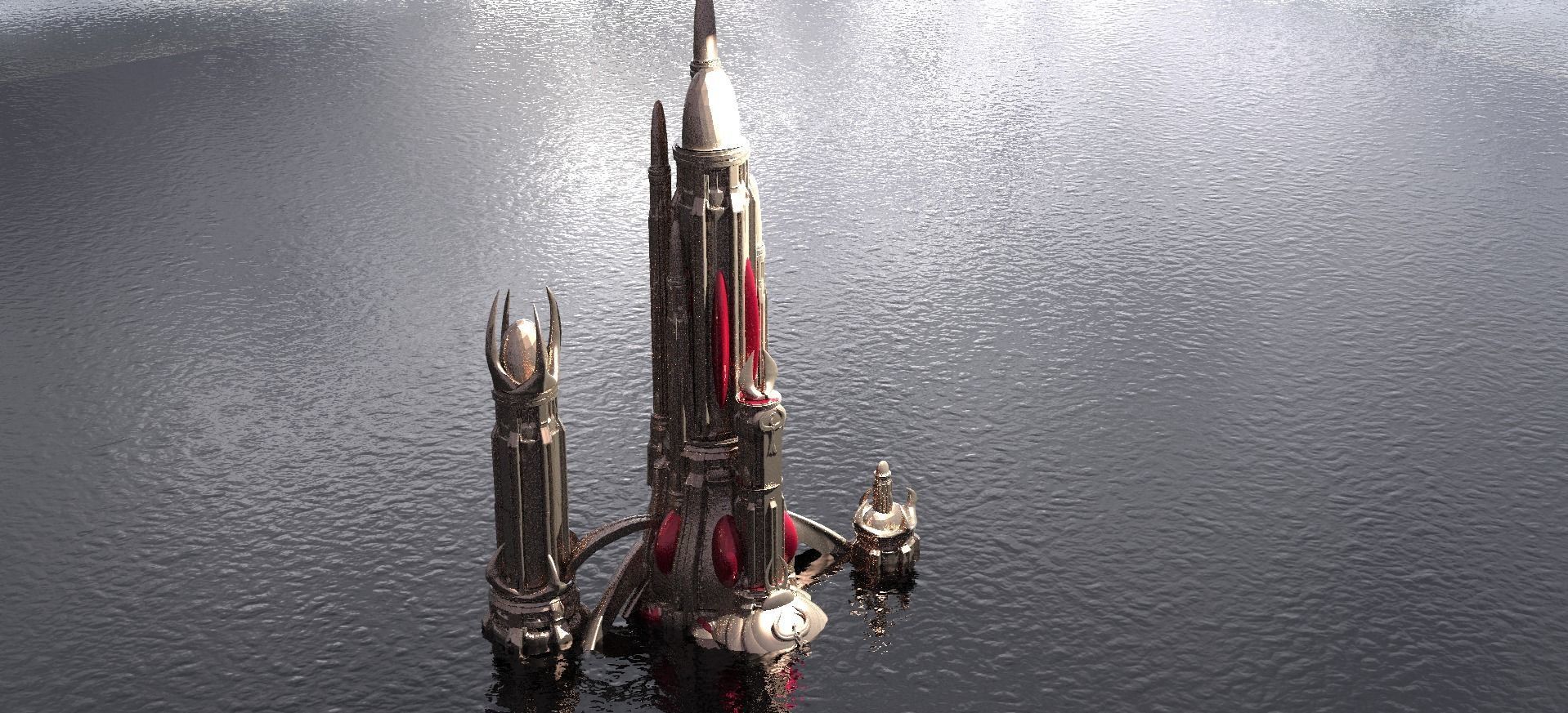 Motu Castle Brightmoon inspired City Tower Fortress  3D model_1