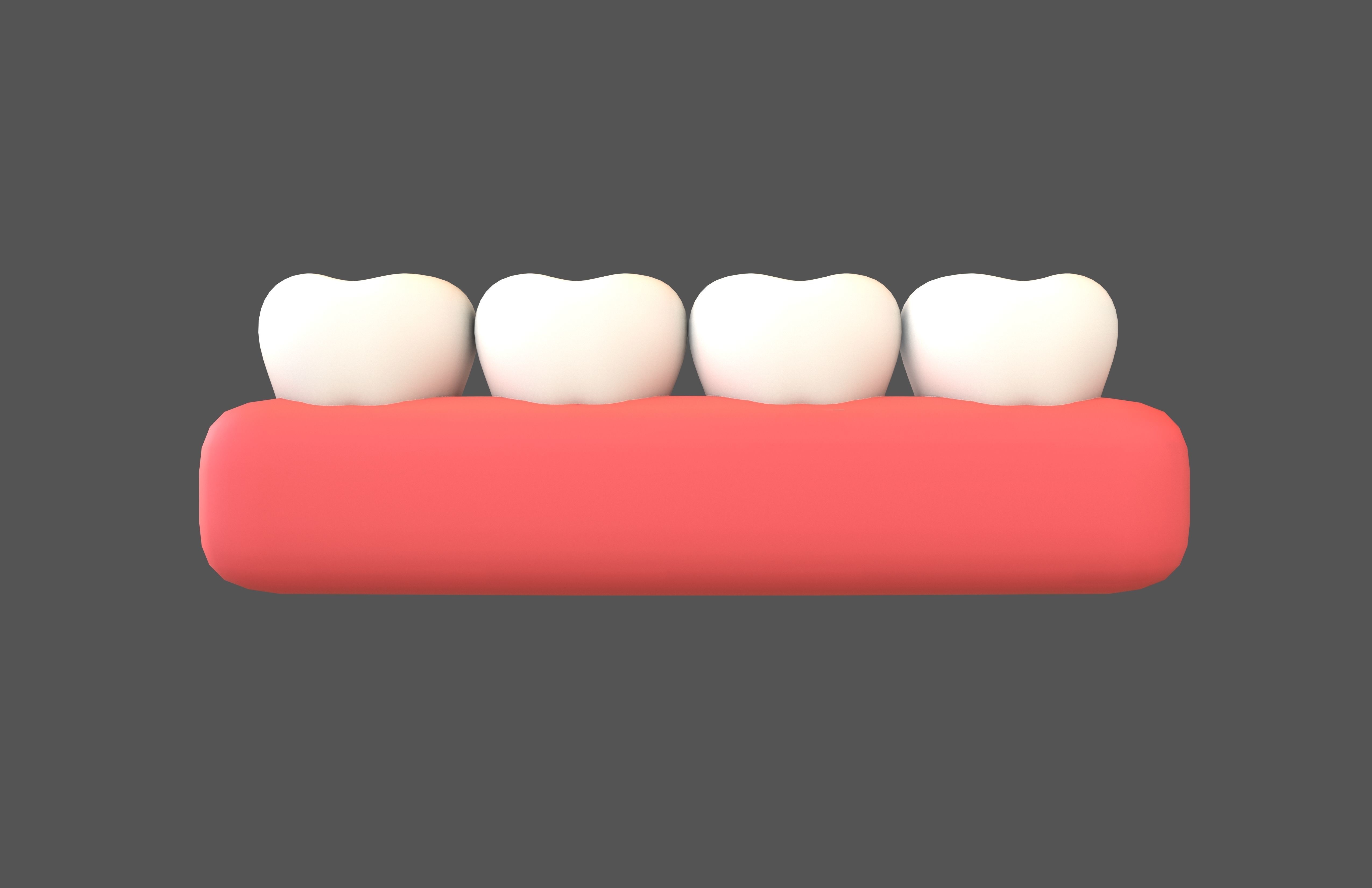Tooth With Gums Emoji v2 001 Low-poly 3D model_1