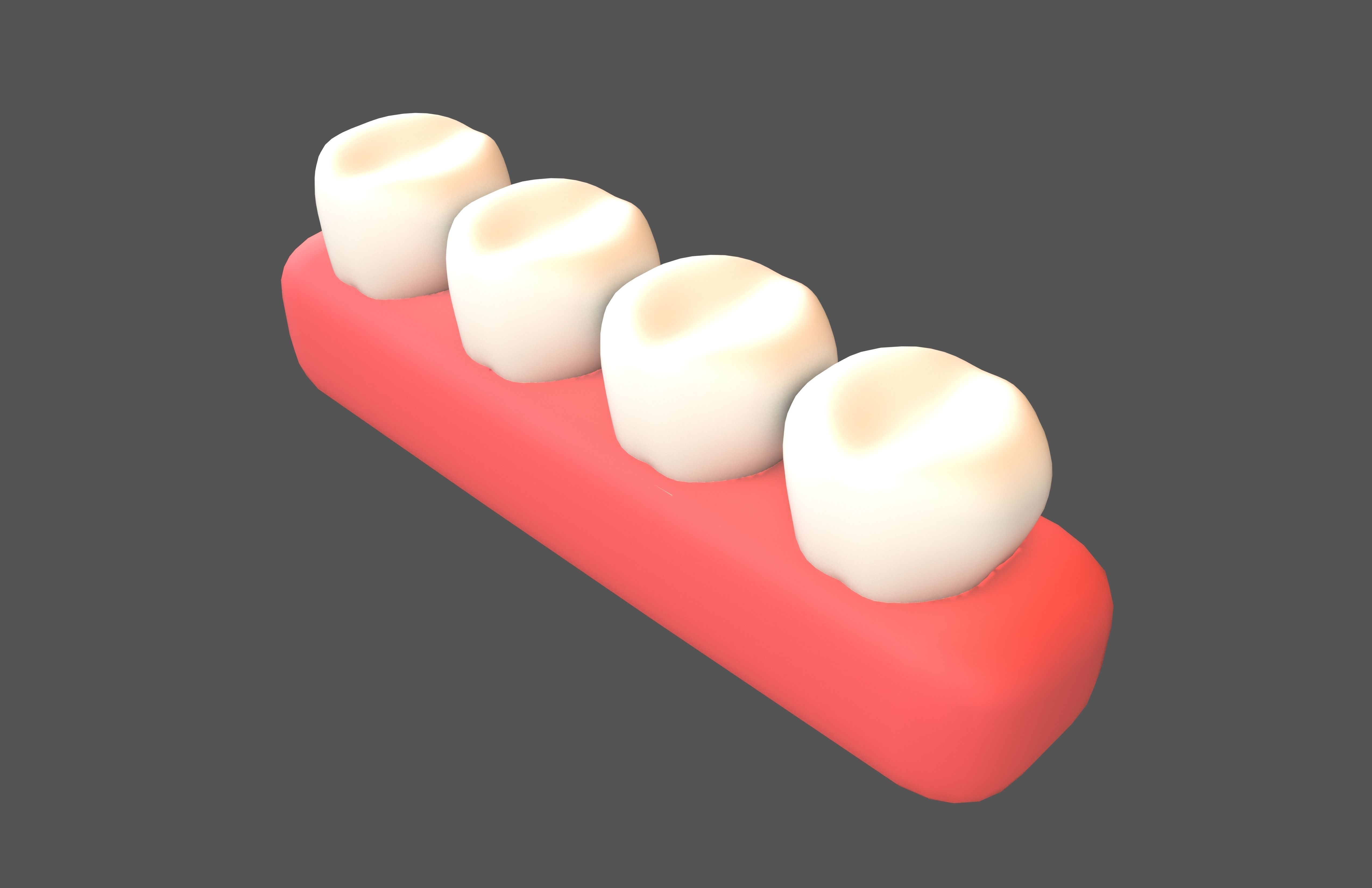 Tooth With Gums Emoji v2 001 Low-poly 3D model_2
