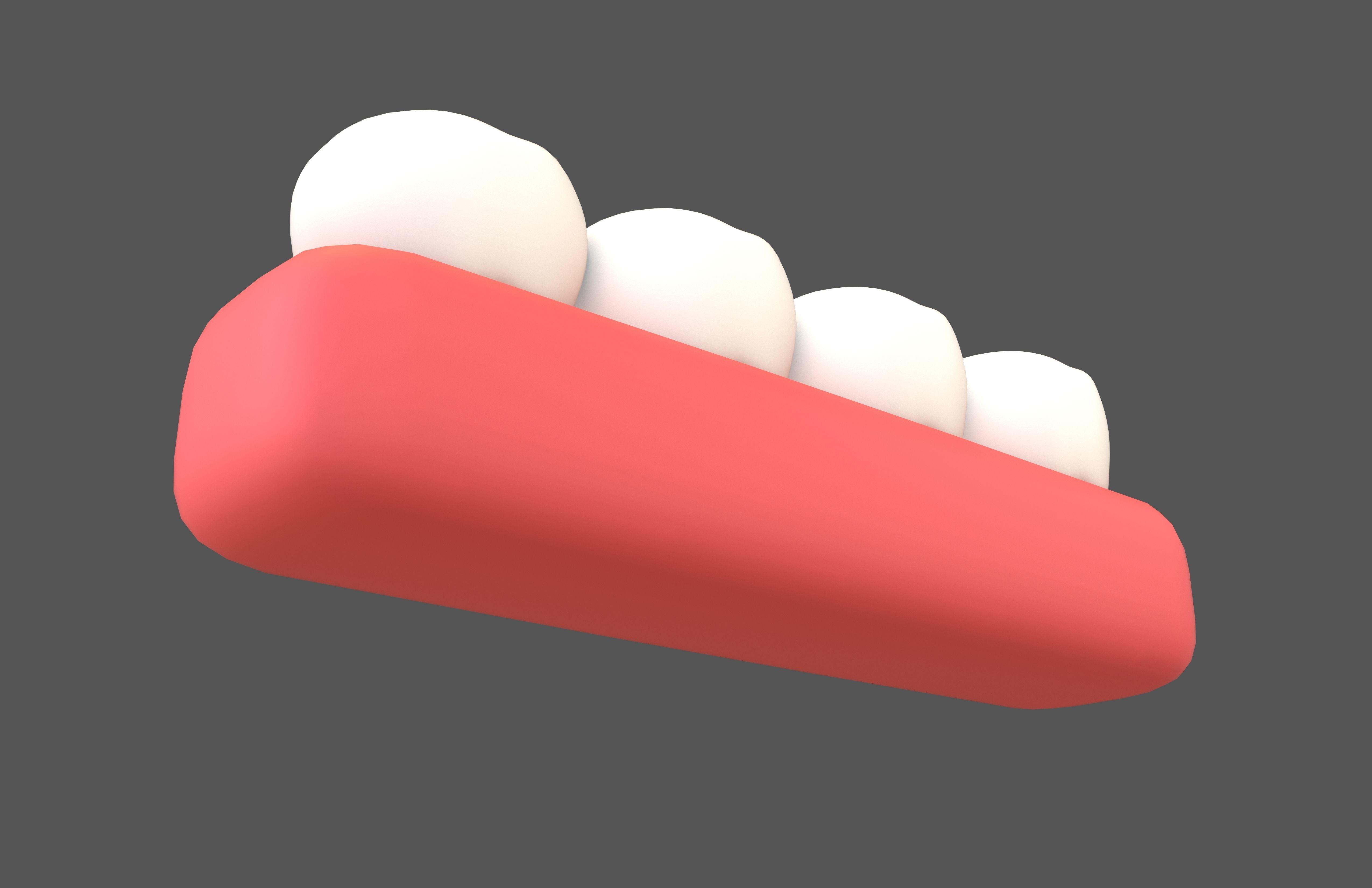 Tooth With Gums Emoji v2 001 Low-poly 3D model_3