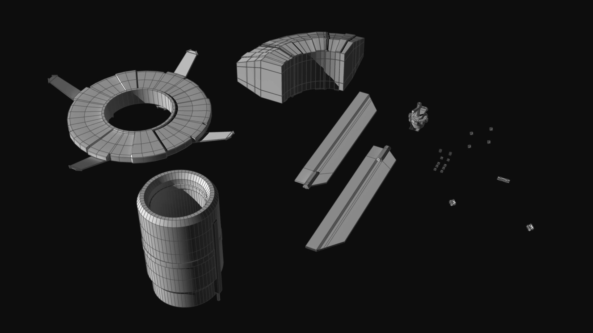 Space Station Construction Kit Low-poly 3D model_8