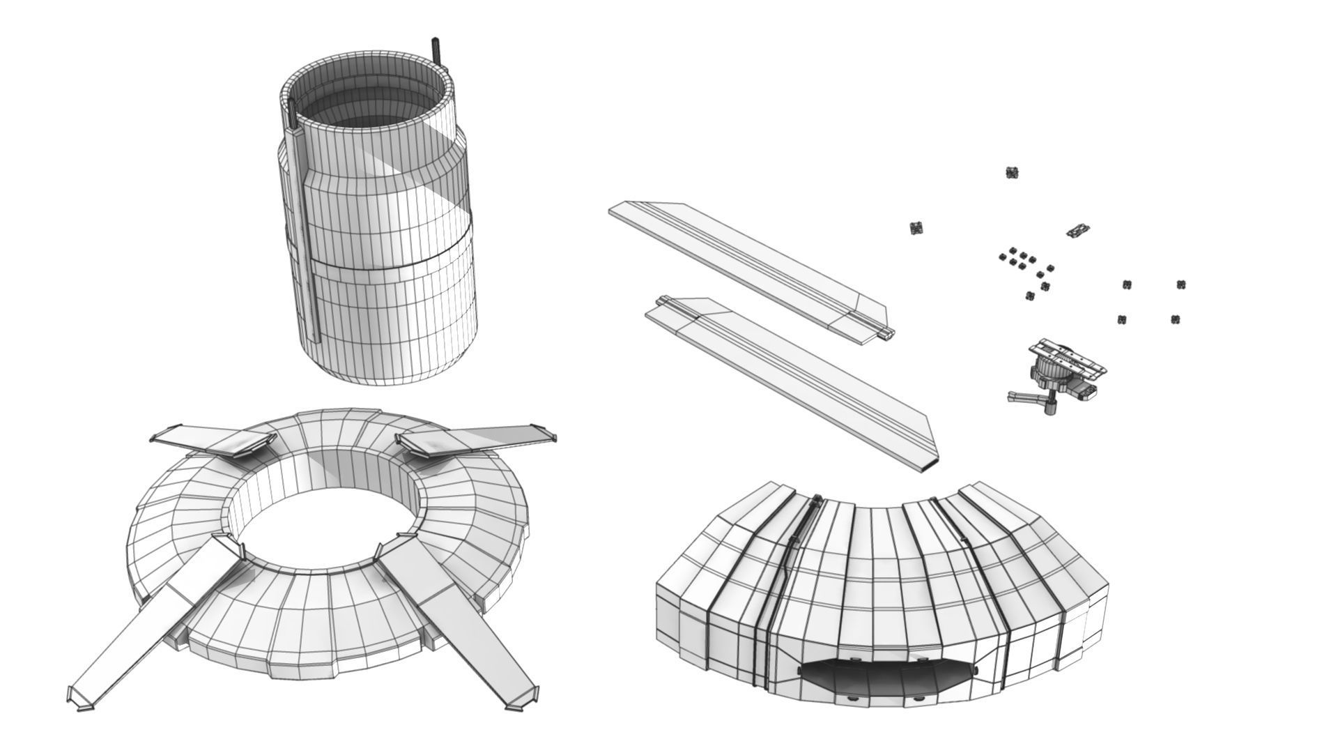 Space Station Construction Kit Low-poly 3D model_9