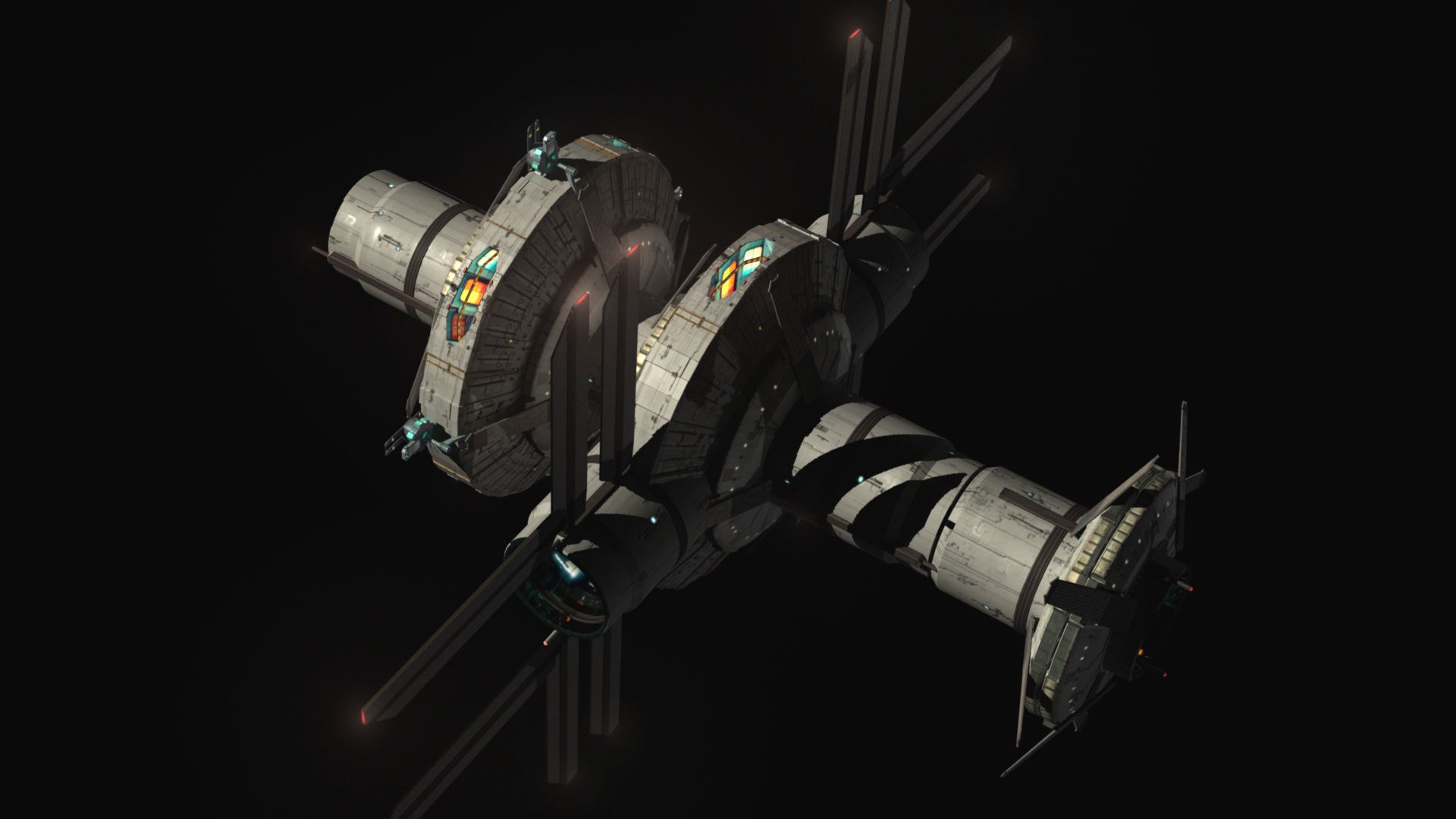 Space Station Construction Kit Low-poly 3D model_2