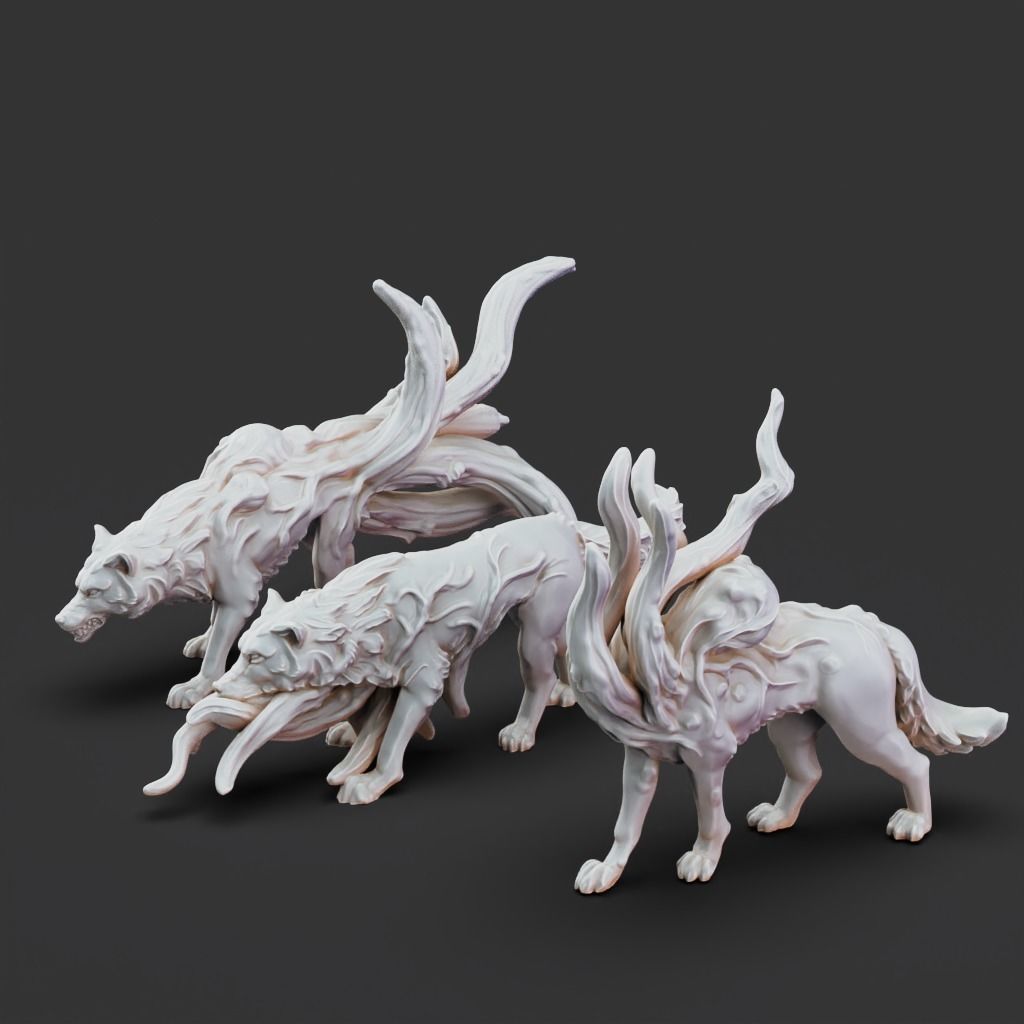 Corrupted Wolves - 3D Printable TTRPG - PRESUPPORTED - 32mm 3D print model_9