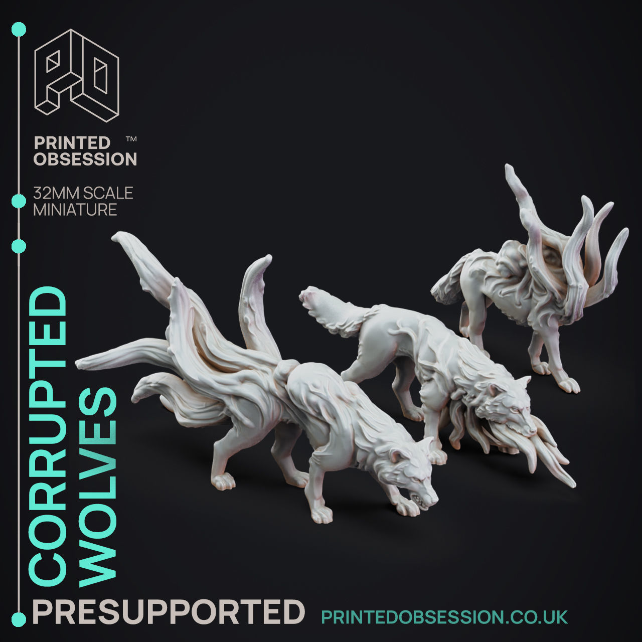 Corrupted Wolves - 3D Printable TTRPG - PRESUPPORTED - 32mm 3D print model_1