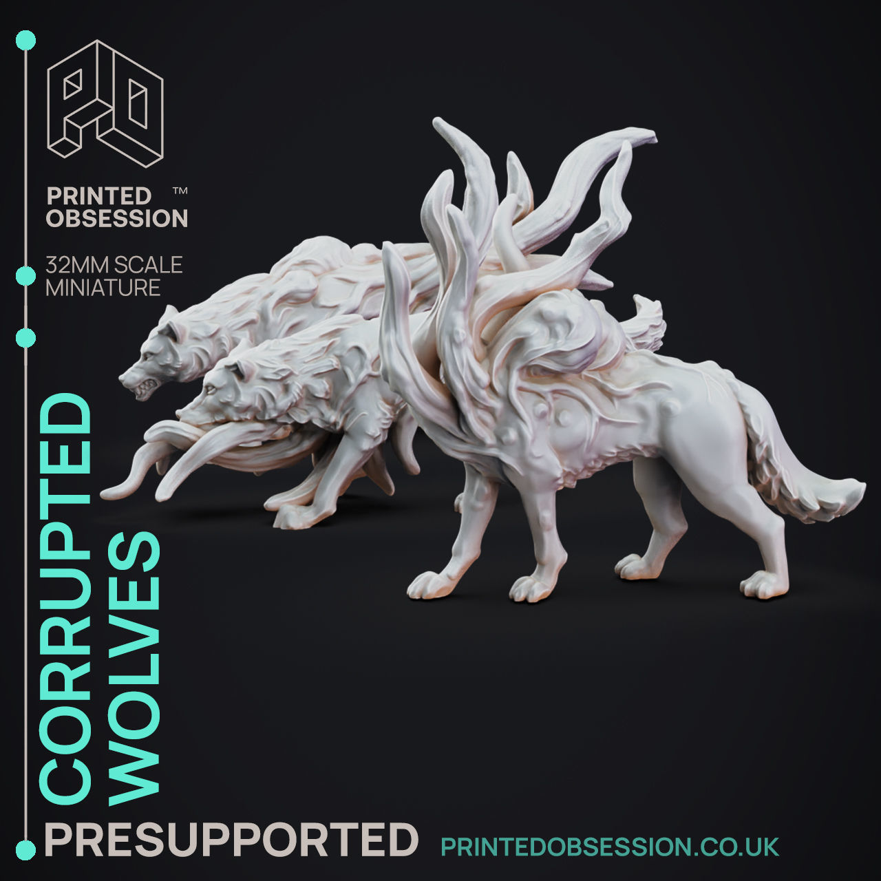 Corrupted Wolves - 3D Printable TTRPG - PRESUPPORTED - 32mm 3D print model_4
