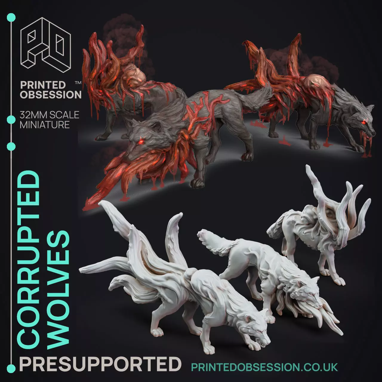 Corrupted Wolves - 3D Printable TTRPG - PRESUPPORTED - 32mm 3D print model_0