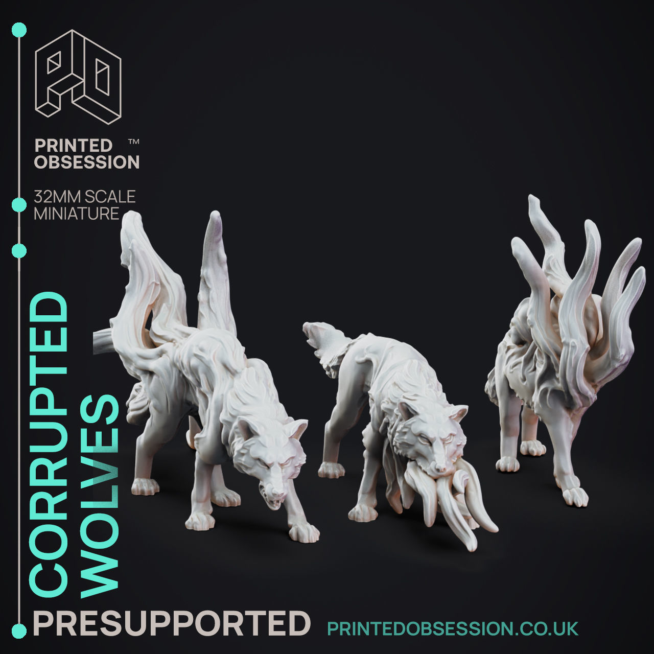 Corrupted Wolves - 3D Printable TTRPG - PRESUPPORTED - 32mm 3D print model_2