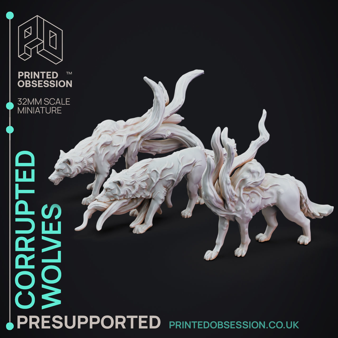 Corrupted Wolves - 3D Printable TTRPG - PRESUPPORTED - 32mm 3D print model_3