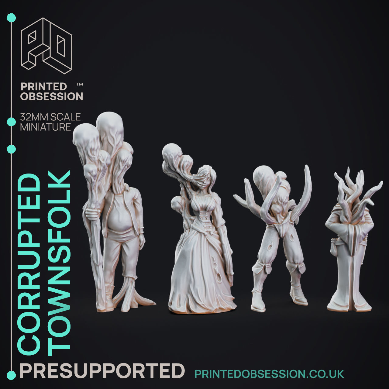 Corrupted Townsfolk - 3D Printable TTRPG - PRESUPPORTED - 32mm 3D print model_3