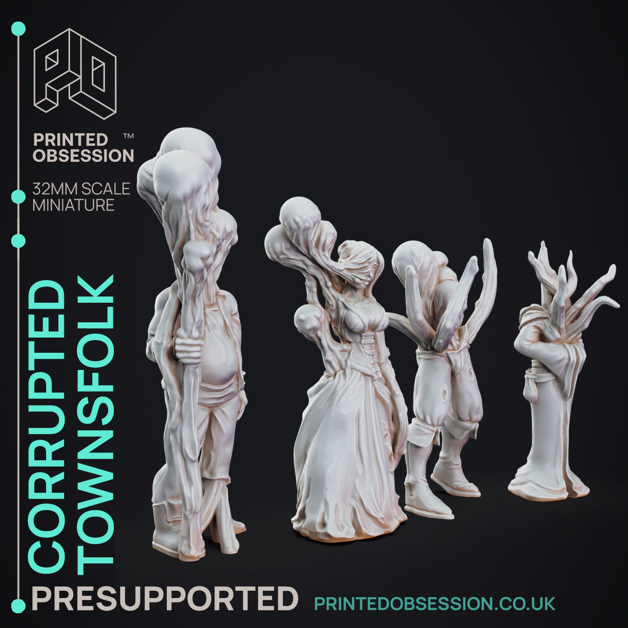 Corrupted Townsfolk - 3D Printable TTRPG - PRESUPPORTED - 32mm 3D print model_2