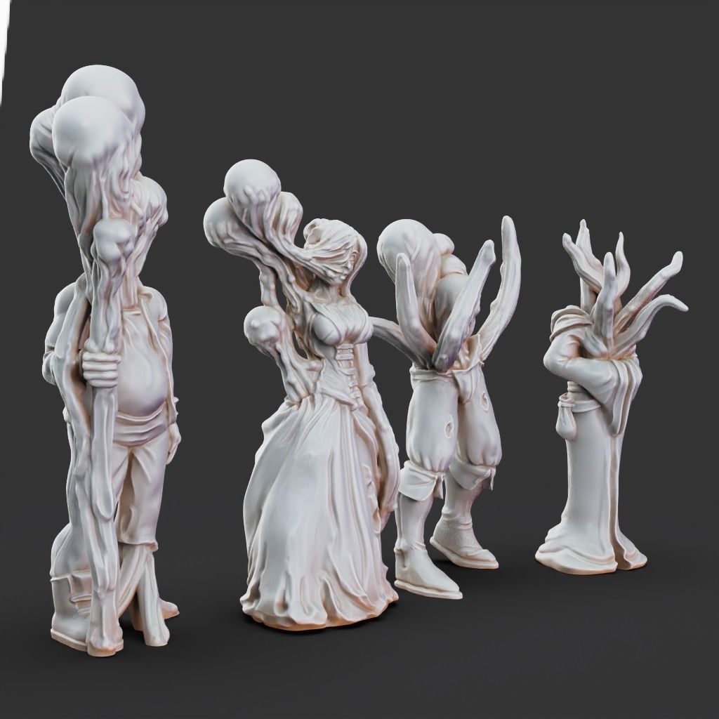 Corrupted Townsfolk - 3D Printable TTRPG - PRESUPPORTED - 32mm 3D print model_6