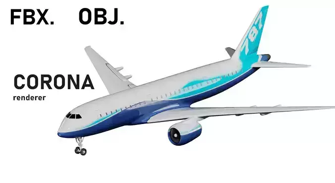 High-Fidelity Boeing 3D Aircraft Model Low-poly 3D model
