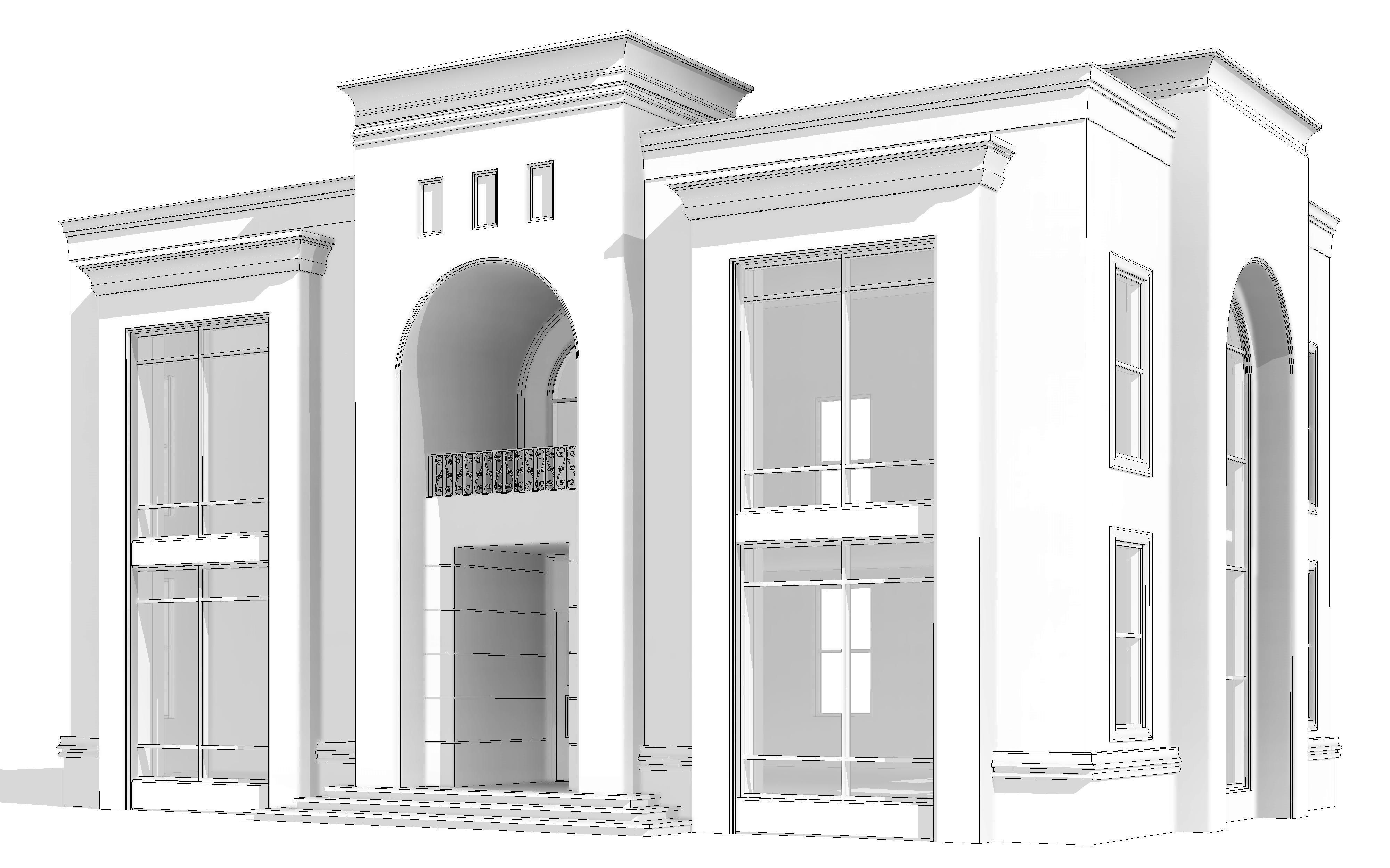 Neoclassic house  3D model_8