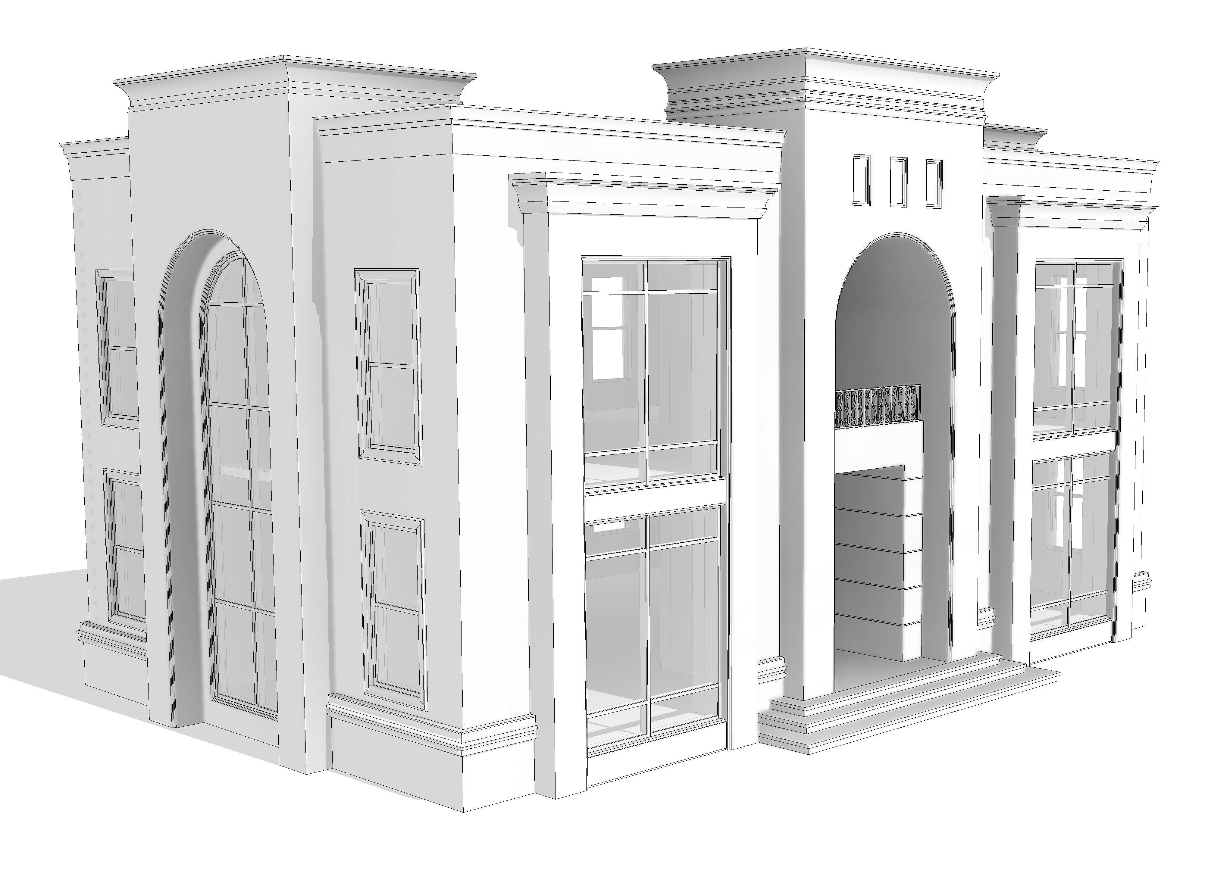 Neoclassic house  3D model_10