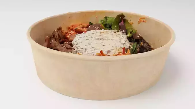 Bibimbap Korean rice dish Poke bowl lunch with rice beef cabbage