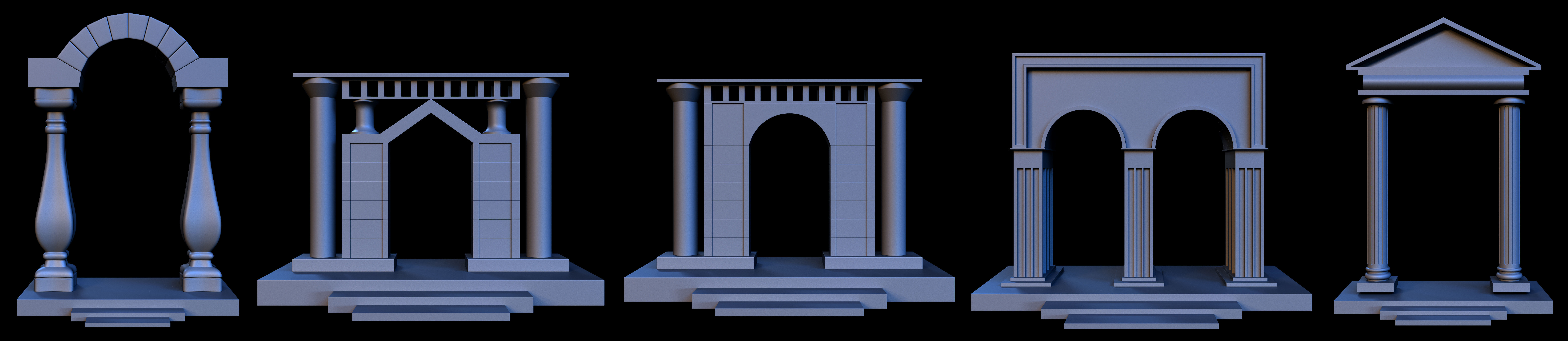 78 Gate Base Mesh Pack Low-poly 3D model_5