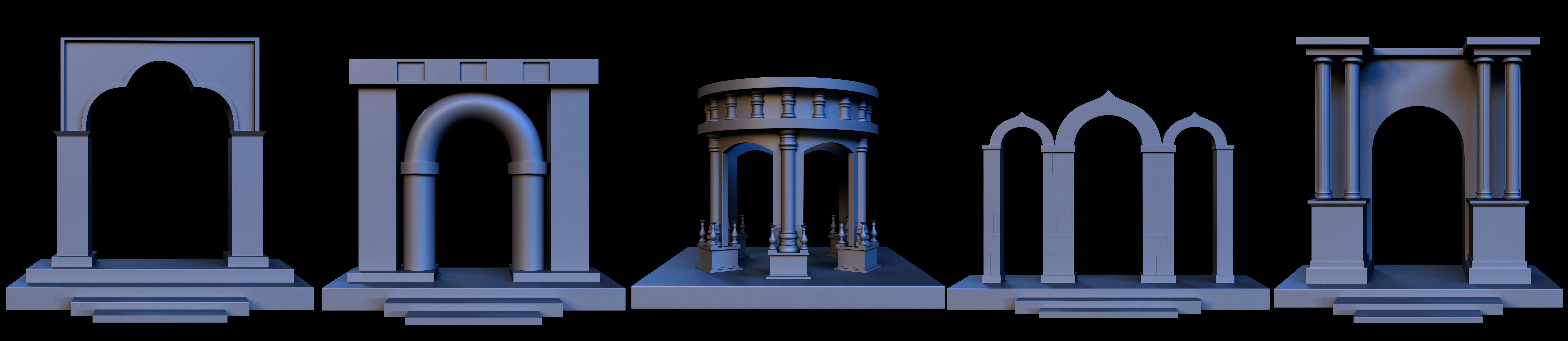 78 Gate Base Mesh Pack Low-poly 3D model_7