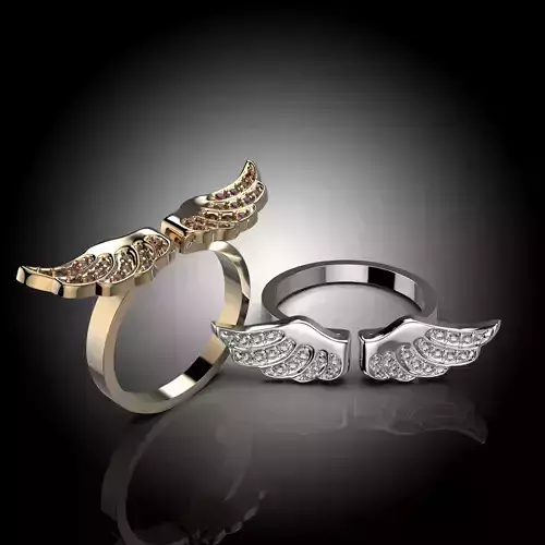 Delicate angel wings ring