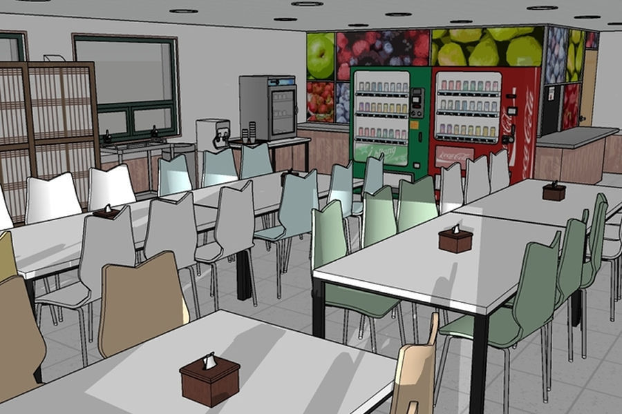 Inside the cafeteria 3D model CGTrader
