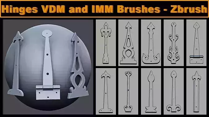 Hinges VDM and IMM Brushes for Zbrush  3D model