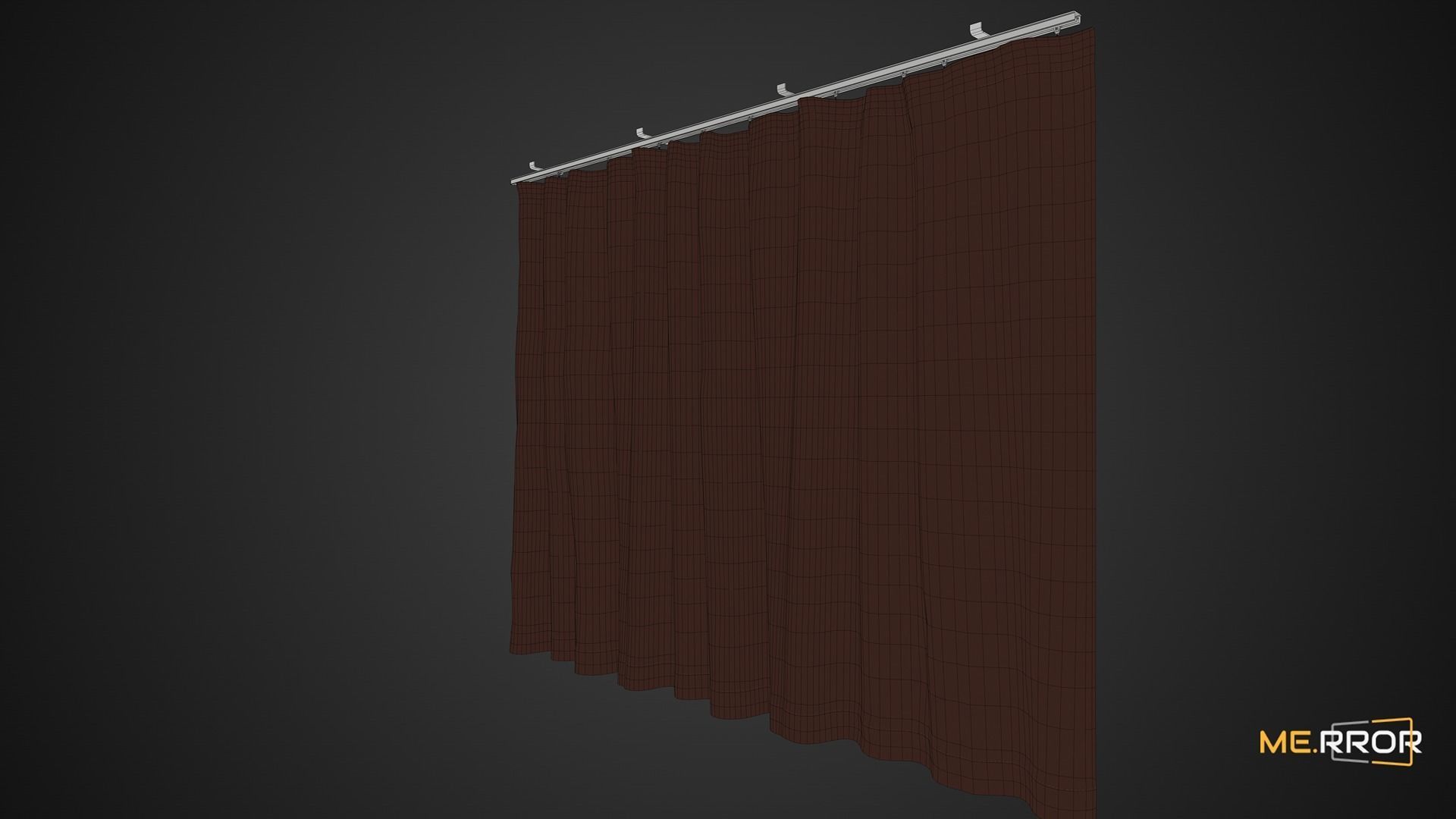 Game Ready Brown Curtain Low-poly 3D model_2