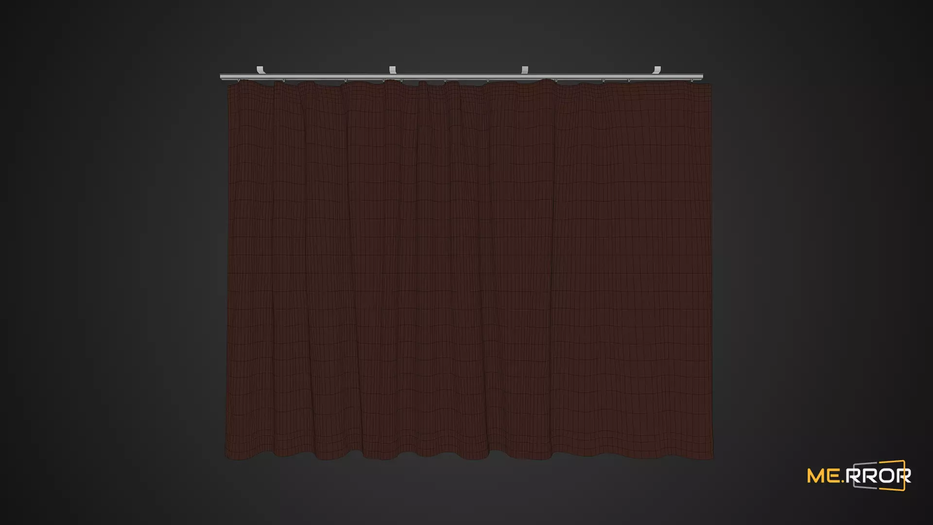 Game Ready Brown Curtain Low-poly 3D model_0