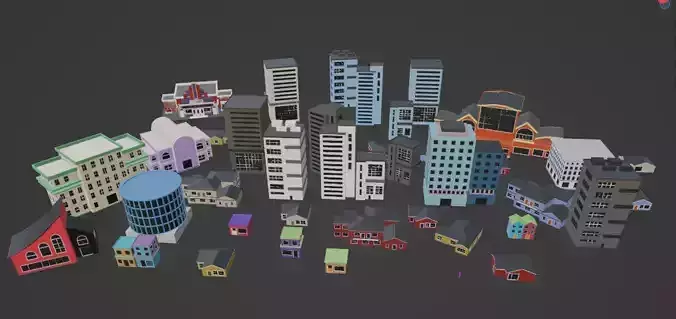 Charming Low Poly Town Cartoon Asset