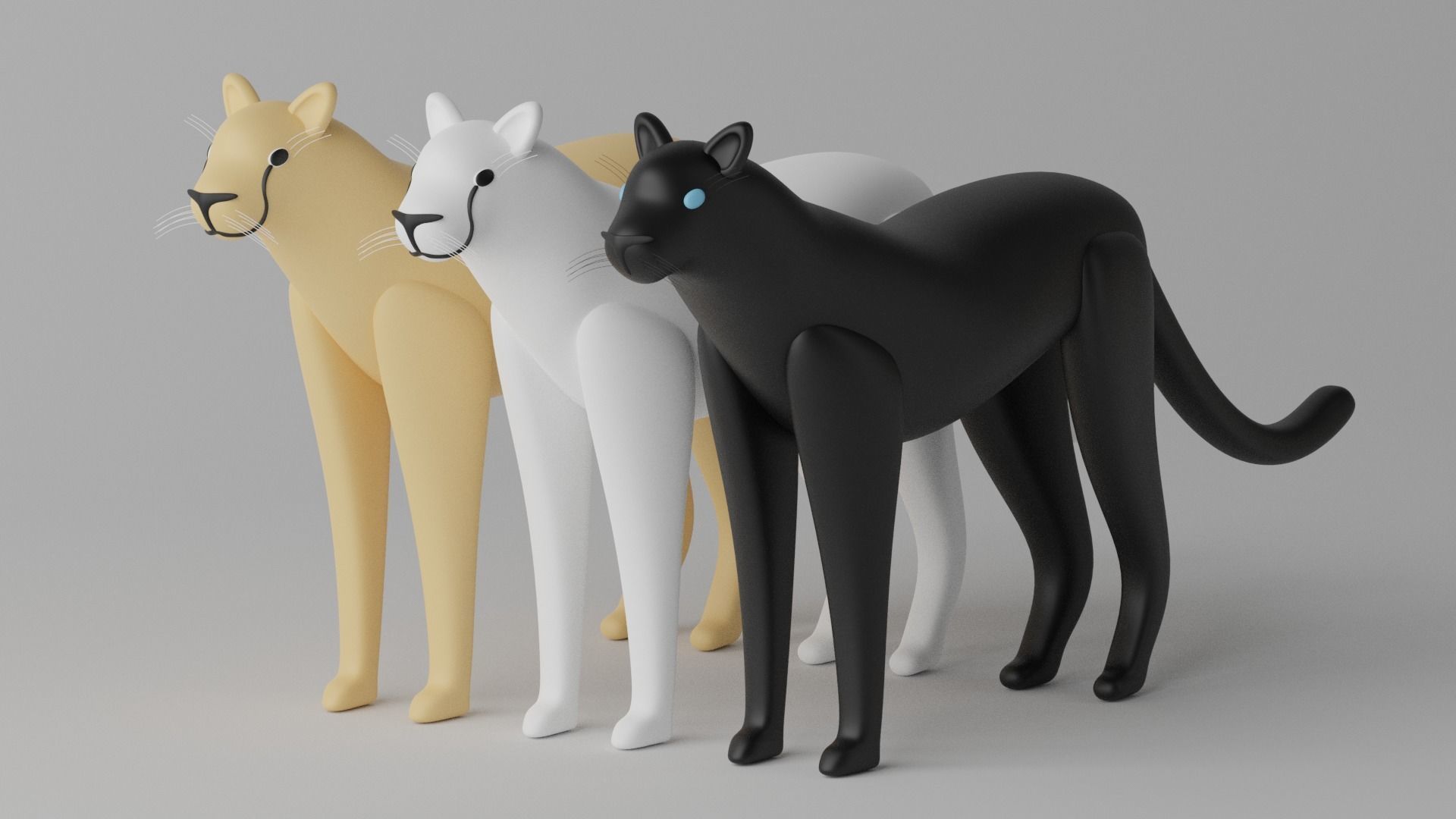 Cartoon Cheetah Black Panther Snow Leopard 1 3D model_13