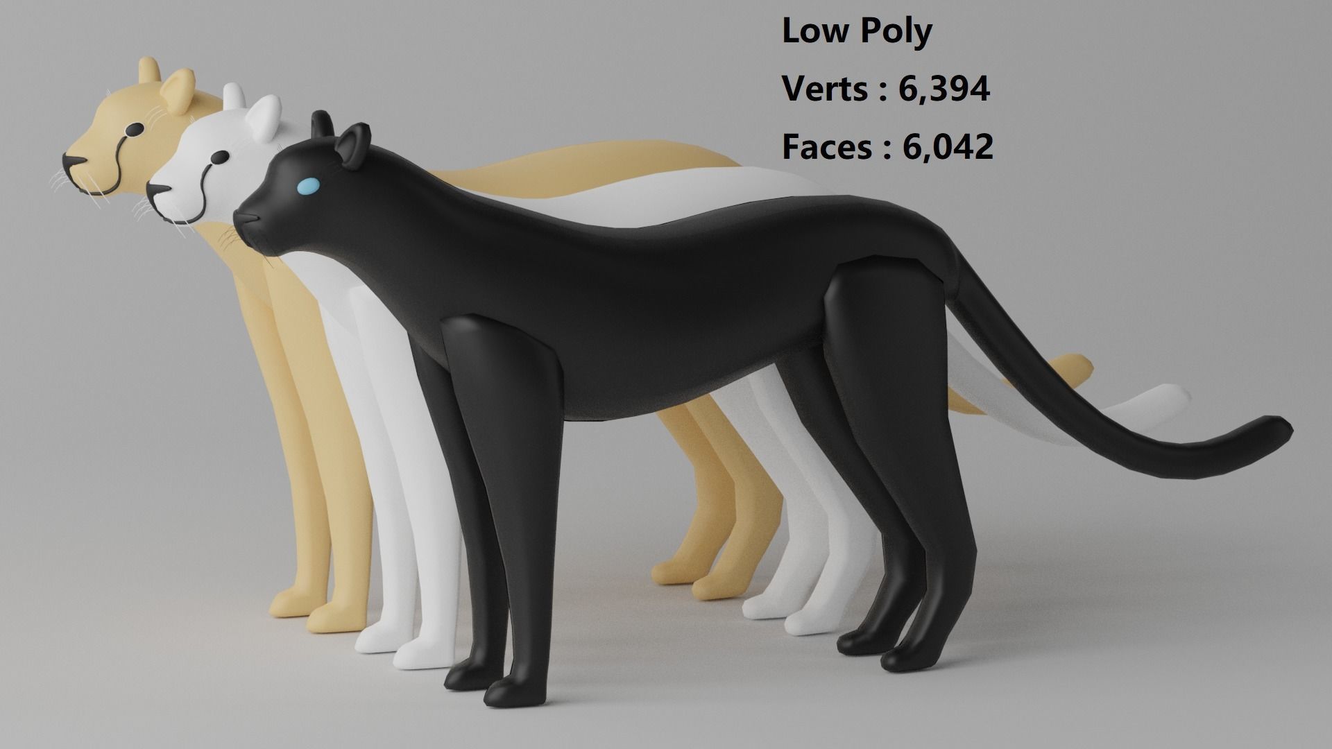 Cartoon Cheetah Black Panther Snow Leopard 1 3D model_8