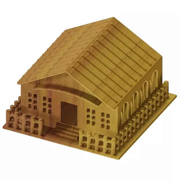 Wooden Holiday Cottage 3D model_0